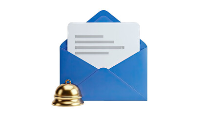 Blue Envelope with Notification Bell and Document