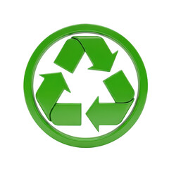 Obraz premium Green recycling symbol isolated on transparent background