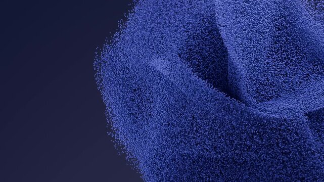 Dynamic blue abstract swirl made of tiny floating particles
