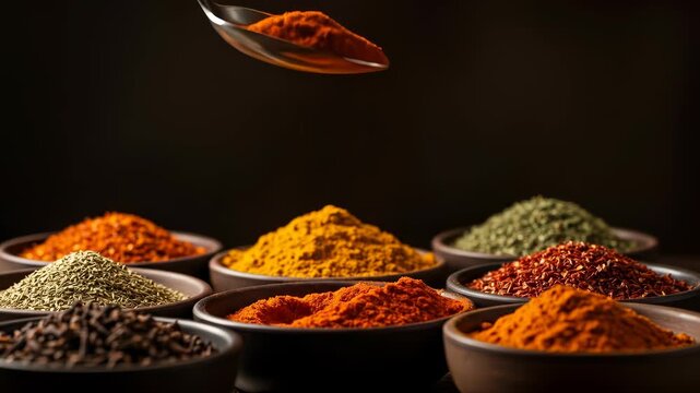 Aromatic Spices - A Colorful Array of Culinary Delights and Flavors.