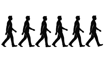 A series of silhouettes depicting the stages of a human walking cycle