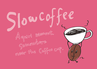 Hand Drawn Coffee Bean Character Vector Illustration with Simple Text - 2