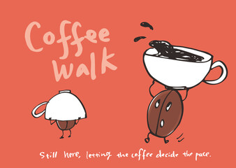 Hand Drawn Coffee Bean Character Vector Illustration with Simple Text - 1