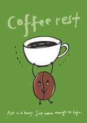 Hand Drawn Coffee Bean Character Vector Illustration with Simple Text - 3