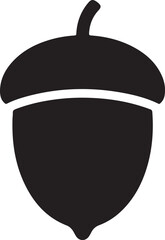 Simple black acorn icon isolated on transparent background