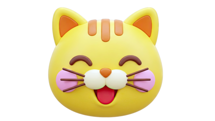 3D Rendered Yellow Cat Face Emoji with Tongue Out