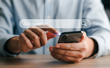 Person conducting job search on smartphone