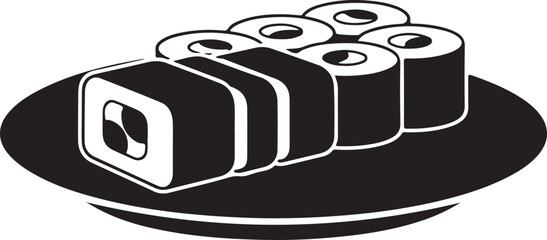 Stack of Sushi Rolls on Plate Isolated on Transparent Background