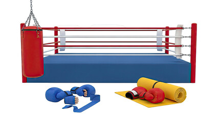 Boxing ring with equipment