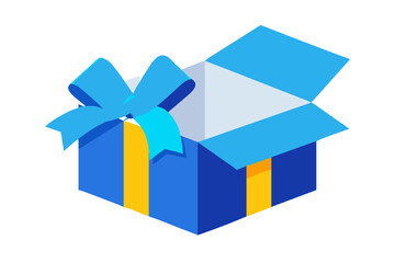 blue gift box with ribbon