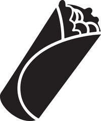 Black and white burrito wrap icon design for food menu