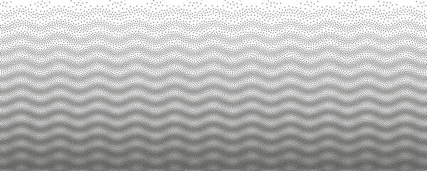 Wavy gradient horizontal monochrome grain transition background. Stipple ripple noise pattern texture.