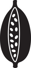 Black and White Cocoa Bean Illustration on Transparent Background