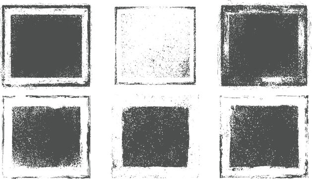 Collection of six distressed square frames with grunge textures and rough edges vintage and artistic backgrounds