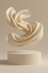 Cream Fabric Swirl Above a Pedestal cloth silk