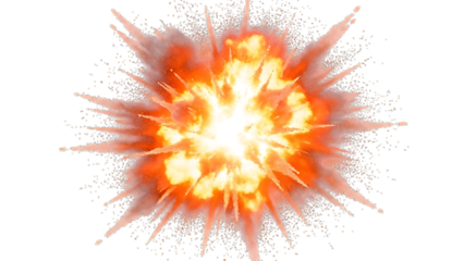 Vibrant orange explosion with dynamic energy on transparent background