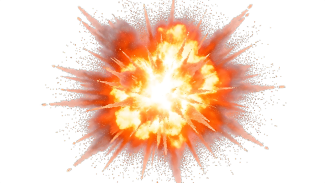 Vibrant orange explosion with dynamic energy on transparent background - Powered by Adobe