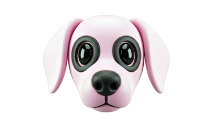 Cute Pink Dog Emoji Head 3D Render