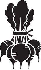 Black and white silhouette of beets isolated on transparent background