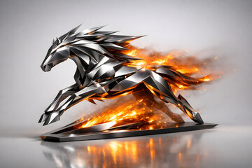 A sculptural forward leaning form represents ambition momentum and lunar fire spirit