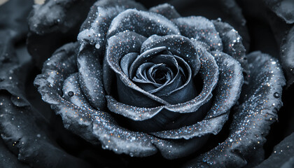 Close-up of black rose flower with glossy texture
