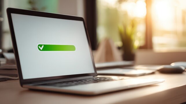 Goal Achievement Visual: Close-Up of a Progress Bar Reaching Completion on a Modern Screen - Powered by Adobe