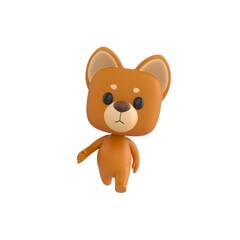Obraz premium Cute 3D render Little Dog character walking calmly toward the camera, relaxed and friendly stride, isolated on white background.