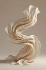 Flowing Cream Colored Fabric Swirls Gracefully cloth