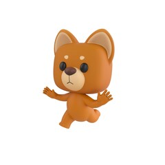 Obraz premium Cute 3D render Little Dog character running away in fear, scared and panicking, isolated on white background.
