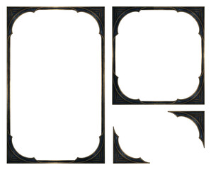 Ornate decorative frame isolated for design use

Vintage ornamental border frame with curved corners

Elegant classic frame border isolated on transparent background