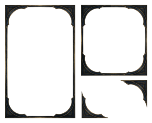 Ornate decorative frame isolated for design use

Vintage ornamental border frame with curved corners

Elegant classic frame border isolated on transparent background