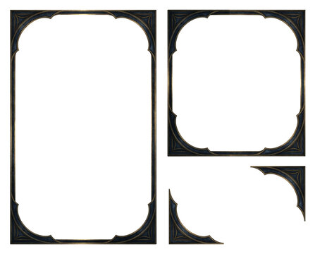 Ornate decorative frame isolated for design use

Vintage ornamental border frame with curved corners

Elegant classic frame border isolated on transparent background