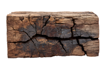 Natural Wood, Tree Bark, and Stone Texture Close-Up Isolated on White Background