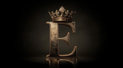 Gold-toned royal emblem: crown over the letter E in a premium typographic design