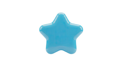 3D Glossy Blue Star Icon on transparent background