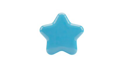 3D Glossy Blue Star Icon on transparent background