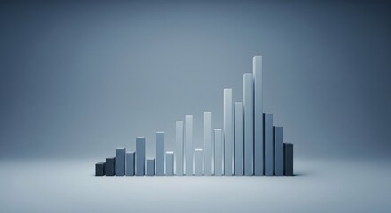 Obraz premium Abstract growth chart with increasing rectangular bars in shades of blue.