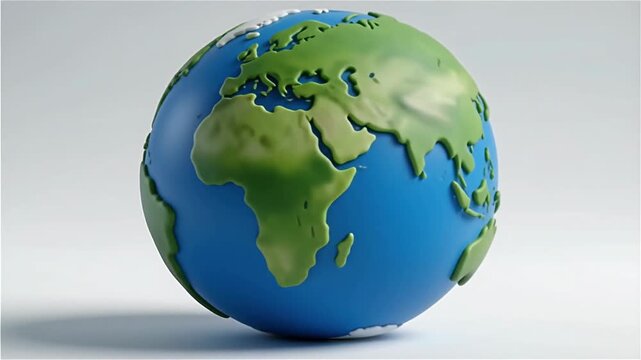 3D rendering of a globe showcasing continents, highlighting geographical features with vibrant colors against a plain background