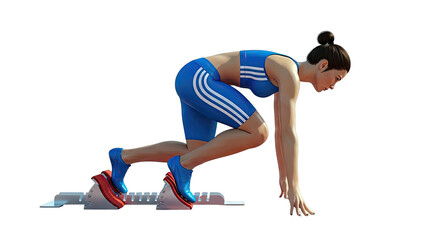 Athlete in starting blocks at the beginning of a race