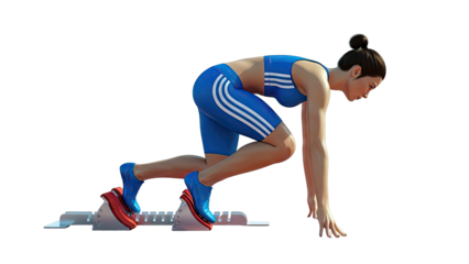 Athlete in starting blocks at the beginning of a race