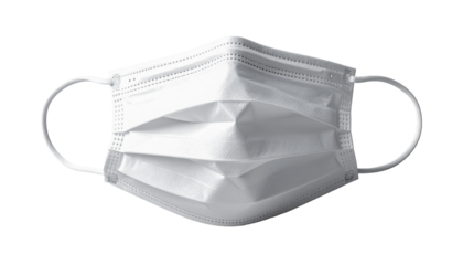 White Disposable Medical Face Mask for Protection and Hygiene on White Background