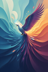 Majestic Phoenix Rising in a Swirl of Colors abstract