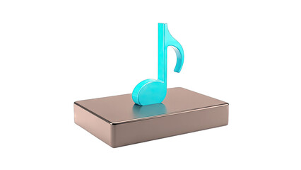 Blue musical eighth note on a dark gray platform