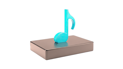 Blue musical eighth note on a dark gray platform