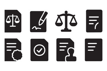 Legal Document and Justice Icons Set