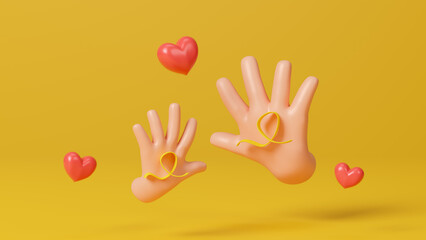 International childhood cancer day concept. Childhood cancer ribbon design. February 15. Sarcoma Awareness, bladder cancer. Leukemia cancer awareness. World Multiple Sclerosis day. 3d rendering