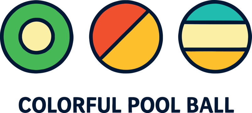 Colorful Pool Ball Icons Set
