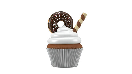 Cupcake with Donut and Wafer Stick