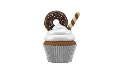 Cupcake with Donut and Wafer Stick