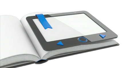 E-reader on an Open Book